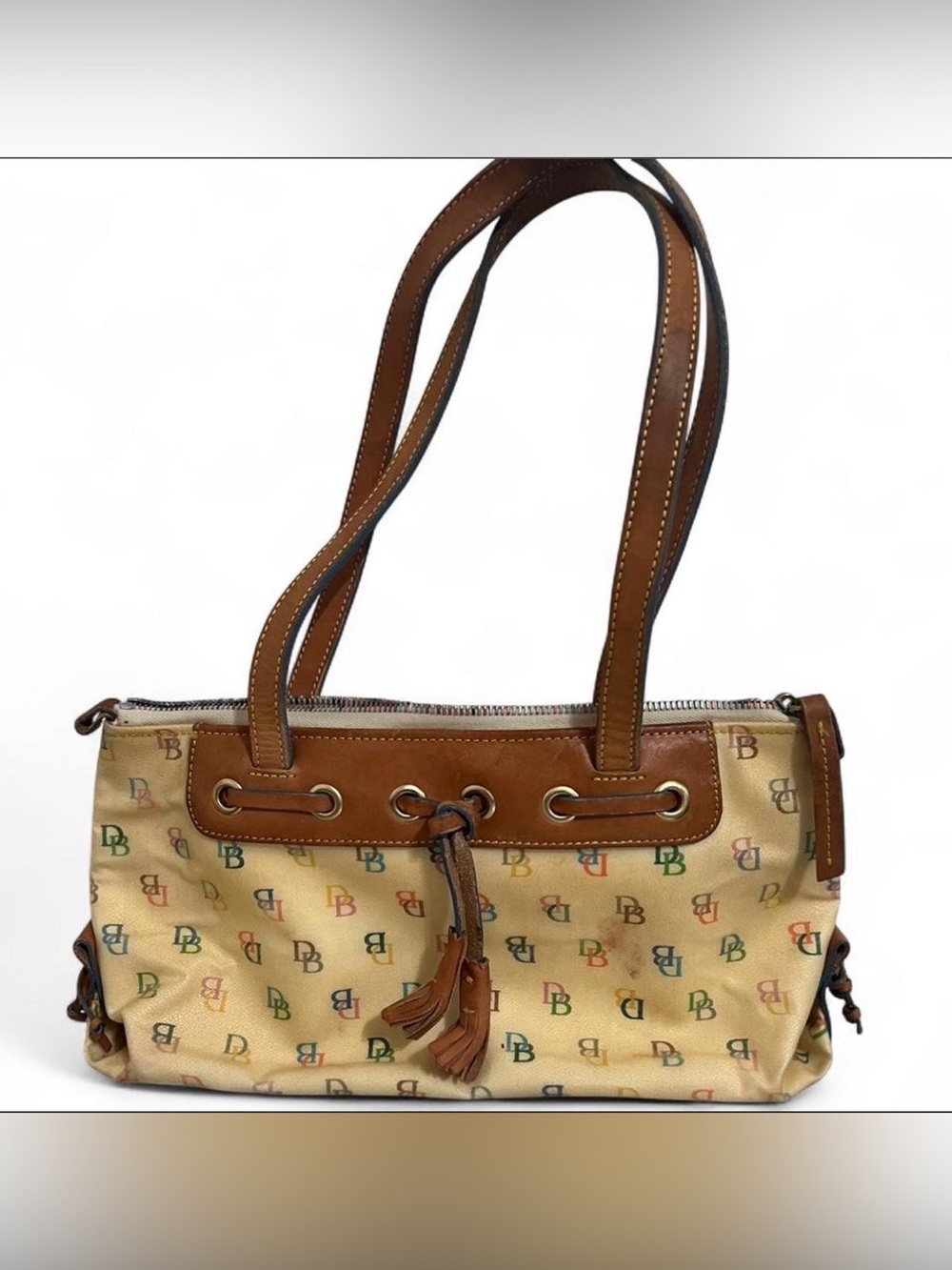 Vintage Dooney & Bourke Multicolor DB Monogram Shoulder Bag Y2K